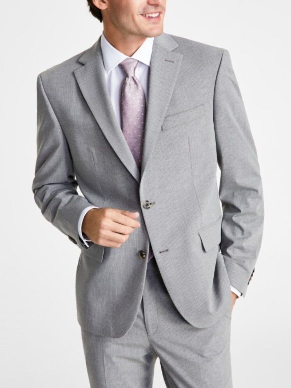 Ben Sherman Men's Skinny-Fit Stretch Suit Jacket Gray White Pinstripe Size 42R